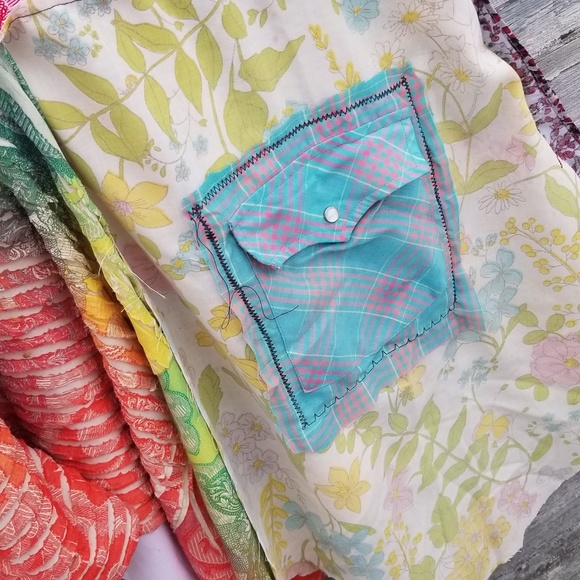 Boho Patchwork Tunic Shirt dress Upcycled - Picture 2 of 6